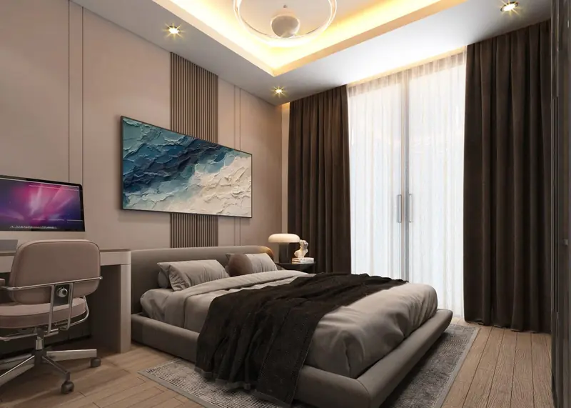 Bedroom with study desk — AK Construction