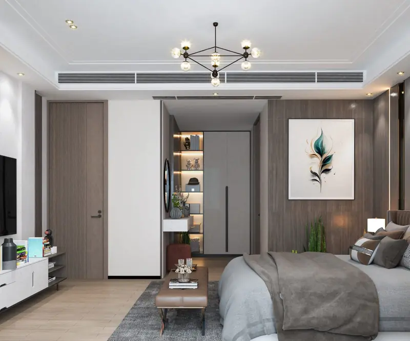 Bedroom with TV unit and wardrobe — AK Construction