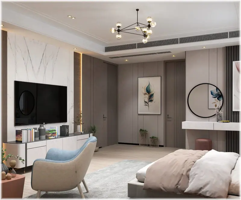 Bedroom with lounge chair and dresser — AK Construction