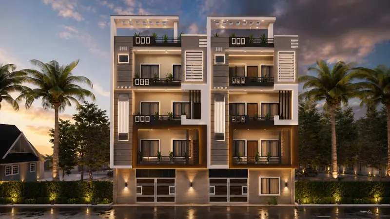 Twin residential building elevation — AK Construction