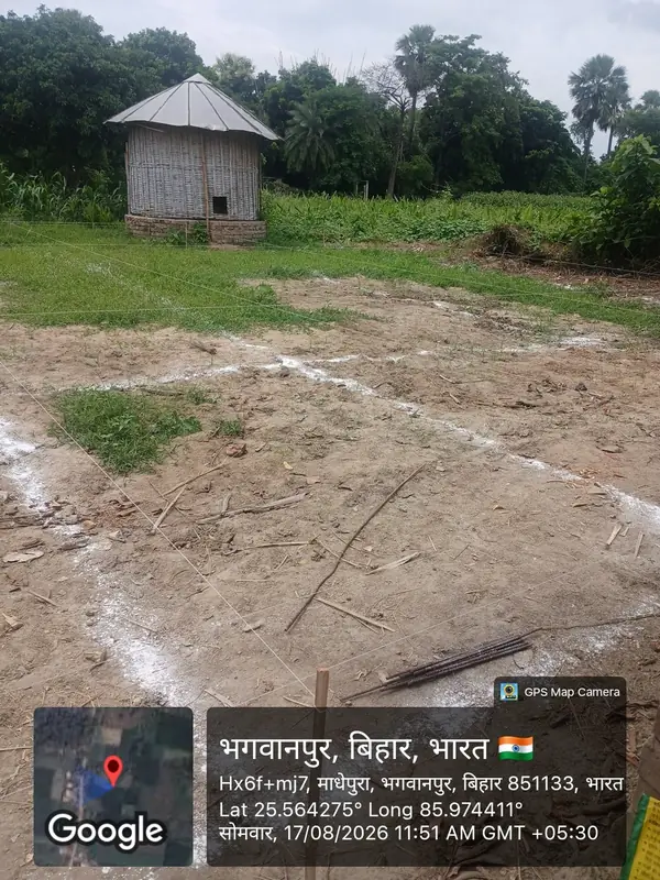 Plot at the foundation stage in Bhagwanpur — AK Construction
